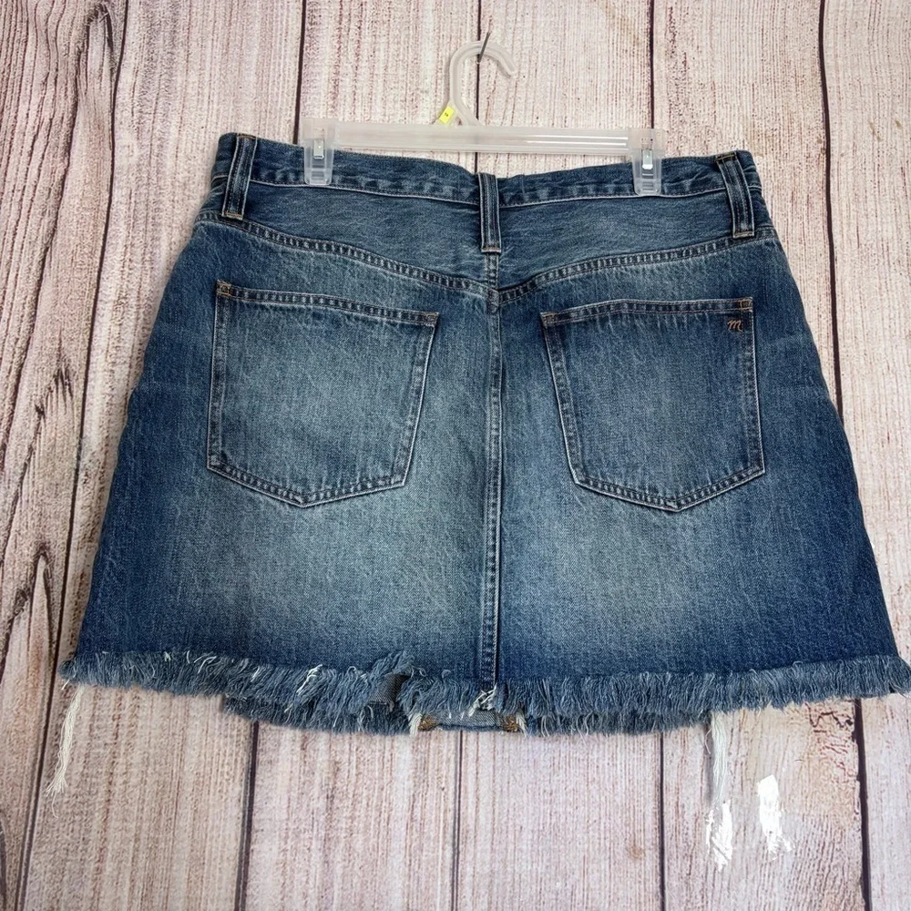 Madewell Womens distressed Regid mini A-line denim skirt size 32